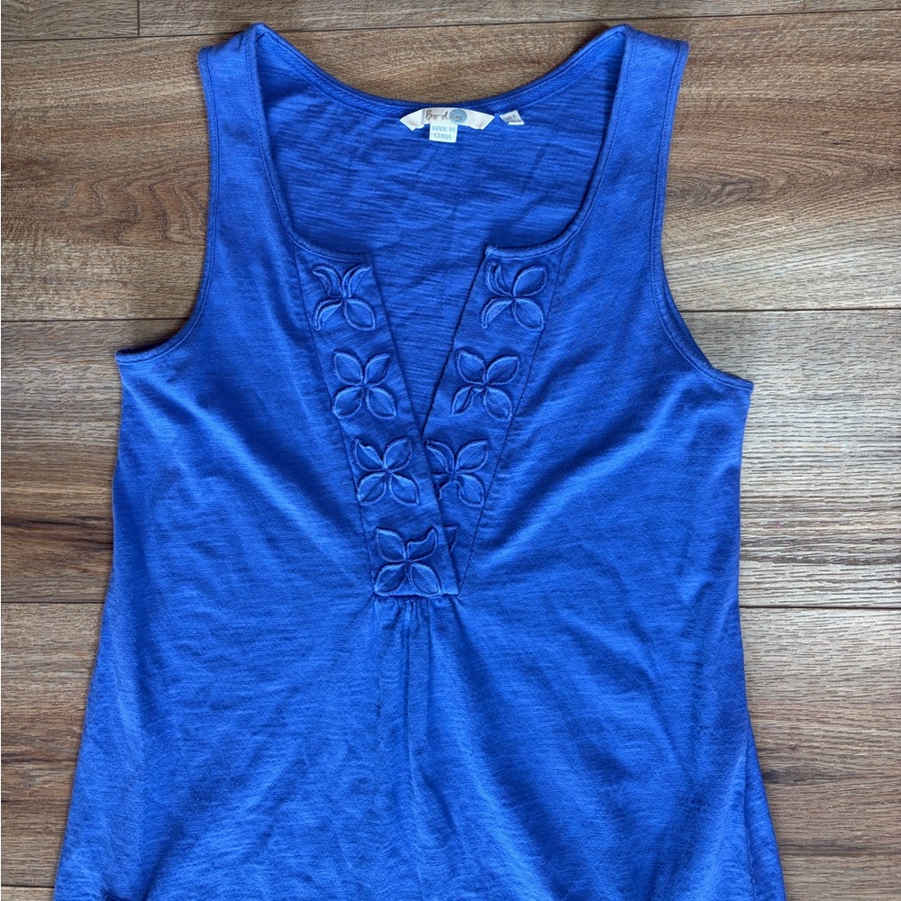 Boden blue tank-style cotton coastal V-Neck dress - Picture 5 of 10